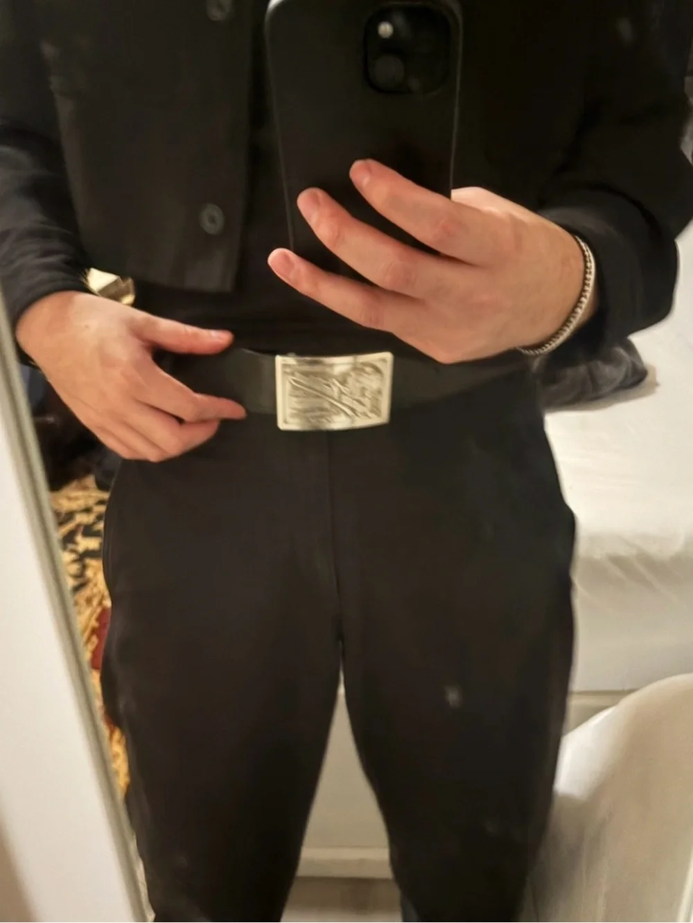 Louis Vuitton Silver Embossed Script Belt Buckle